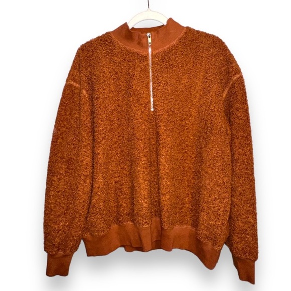 Time and Tru boucle Teddi pull over quarter zip fleece sweatshirt sz XL - Picture 1 of 5
